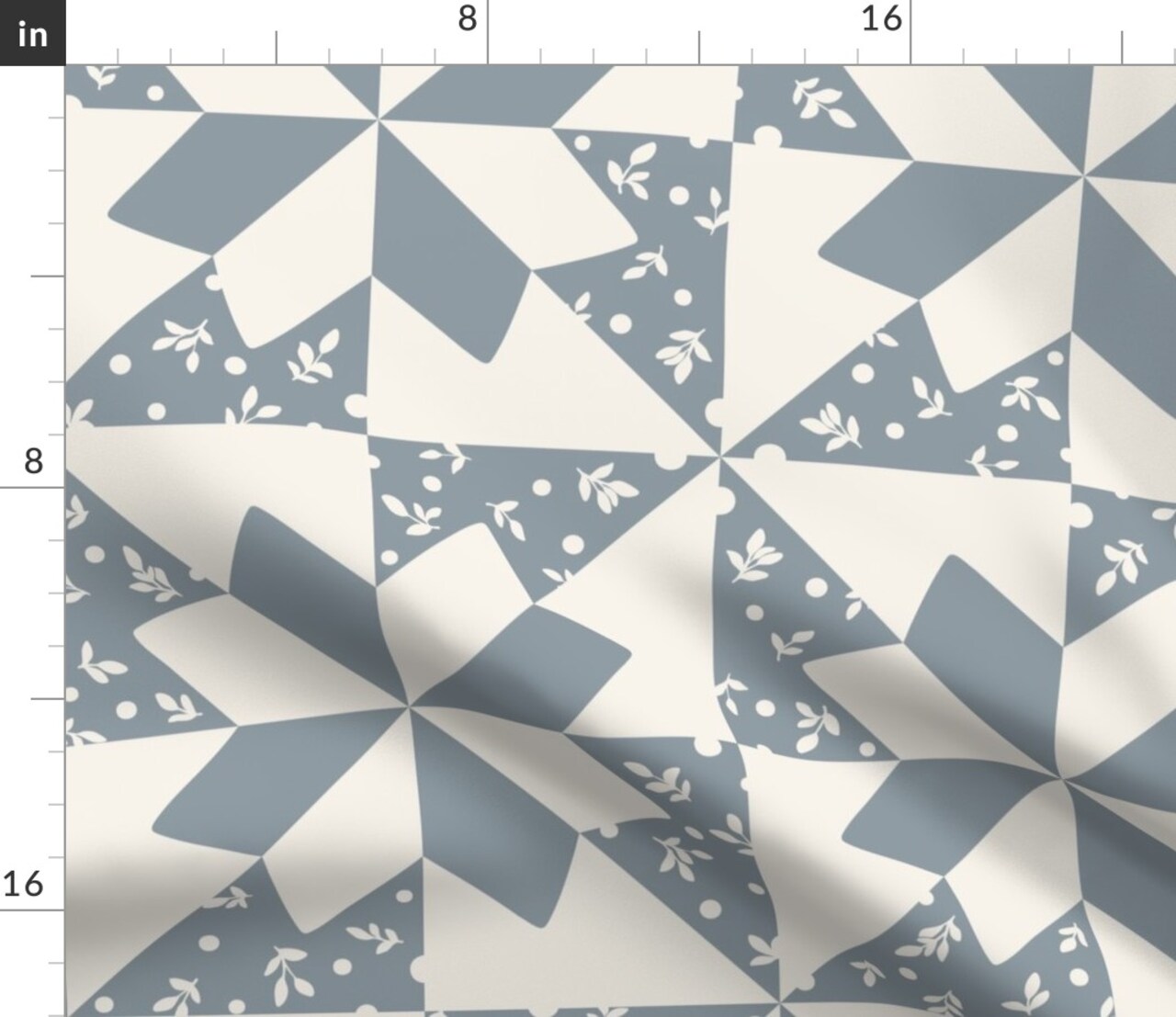 Cheater Quilt Geometric Floral Patchwork Star Ditsy Flowers Modern Country Custom Printed Fabric by Spoonflower Various Fabrics by the Yard or Fat Quarter